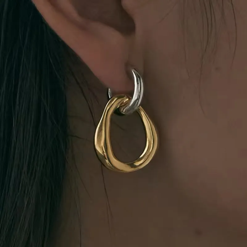 Minimalist Circles Metal Drop Earrings
