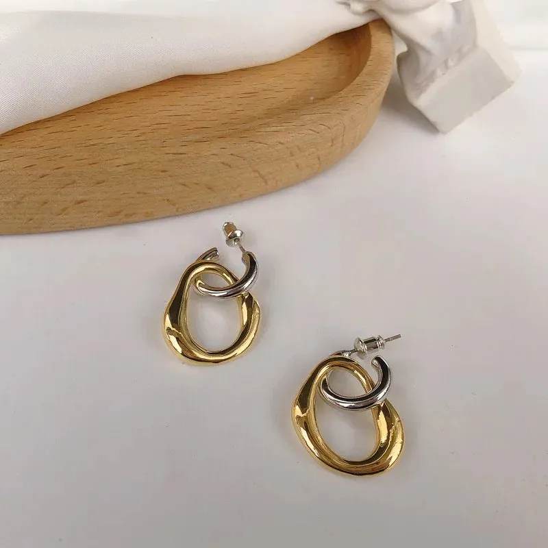 Minimalist Circles Metal Drop Earrings