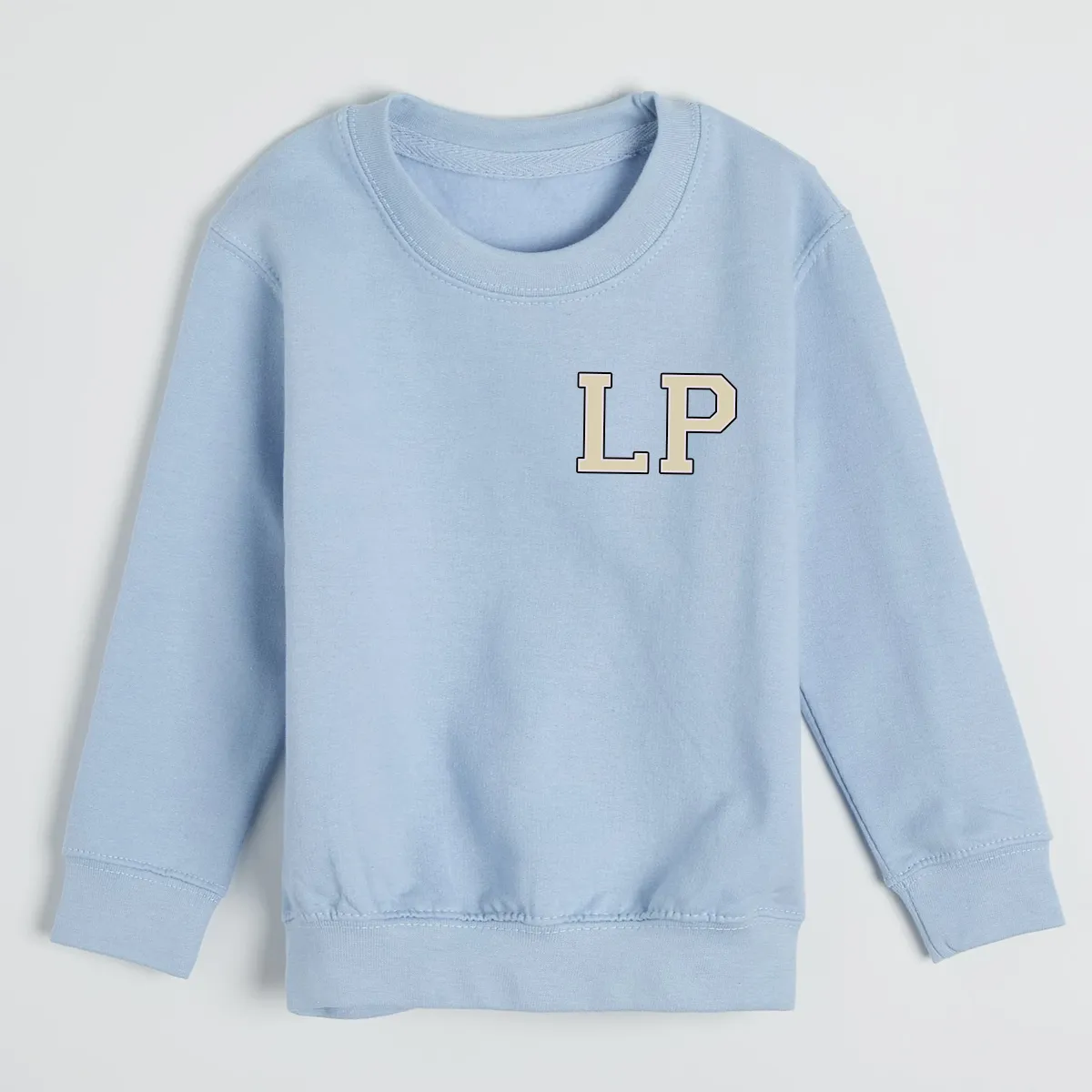 MiniVIP© Personalised Varisty Letters Baby Blue Sweatshirt