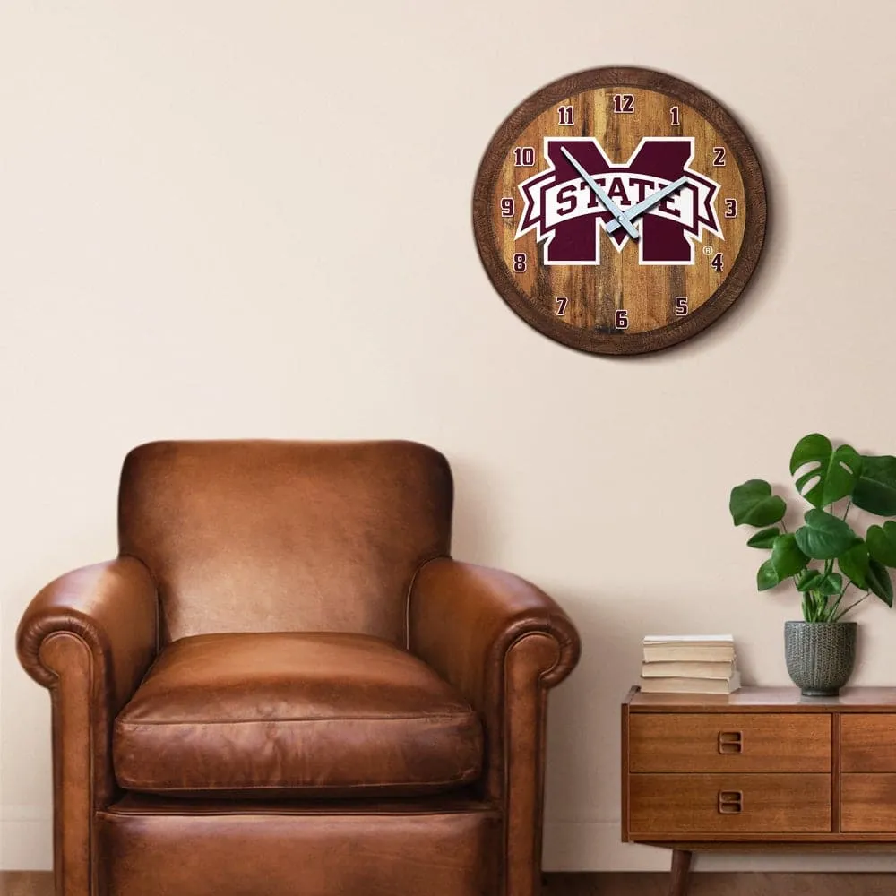 Mississippi State Bulldogs: Faux Barrel Top Wall Clock