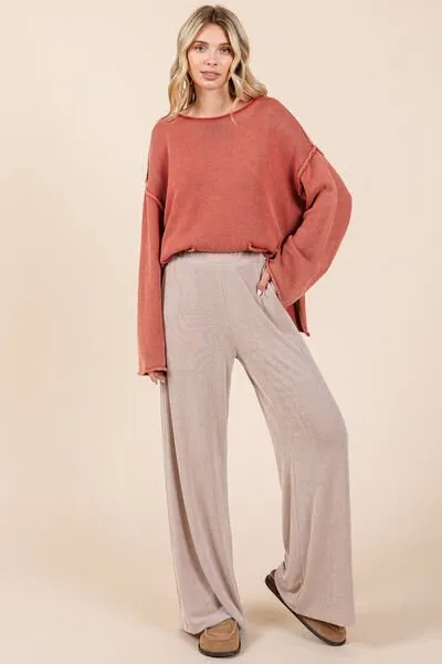 Mittoshop Elastic Waist Pants with Side Pockets