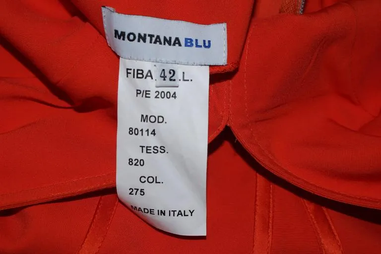 MONTANA BLU Orange Stretch Silk Zipper Dress with Open Back Size 2