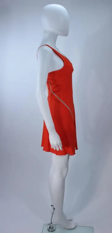 MONTANA BLU Orange Stretch Silk Zipper Dress with Open Back Size 2