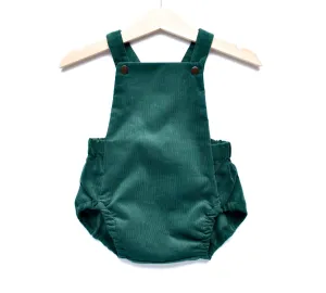 MOSS GREEN BABY NEEDLECORD SHORT ROMPER