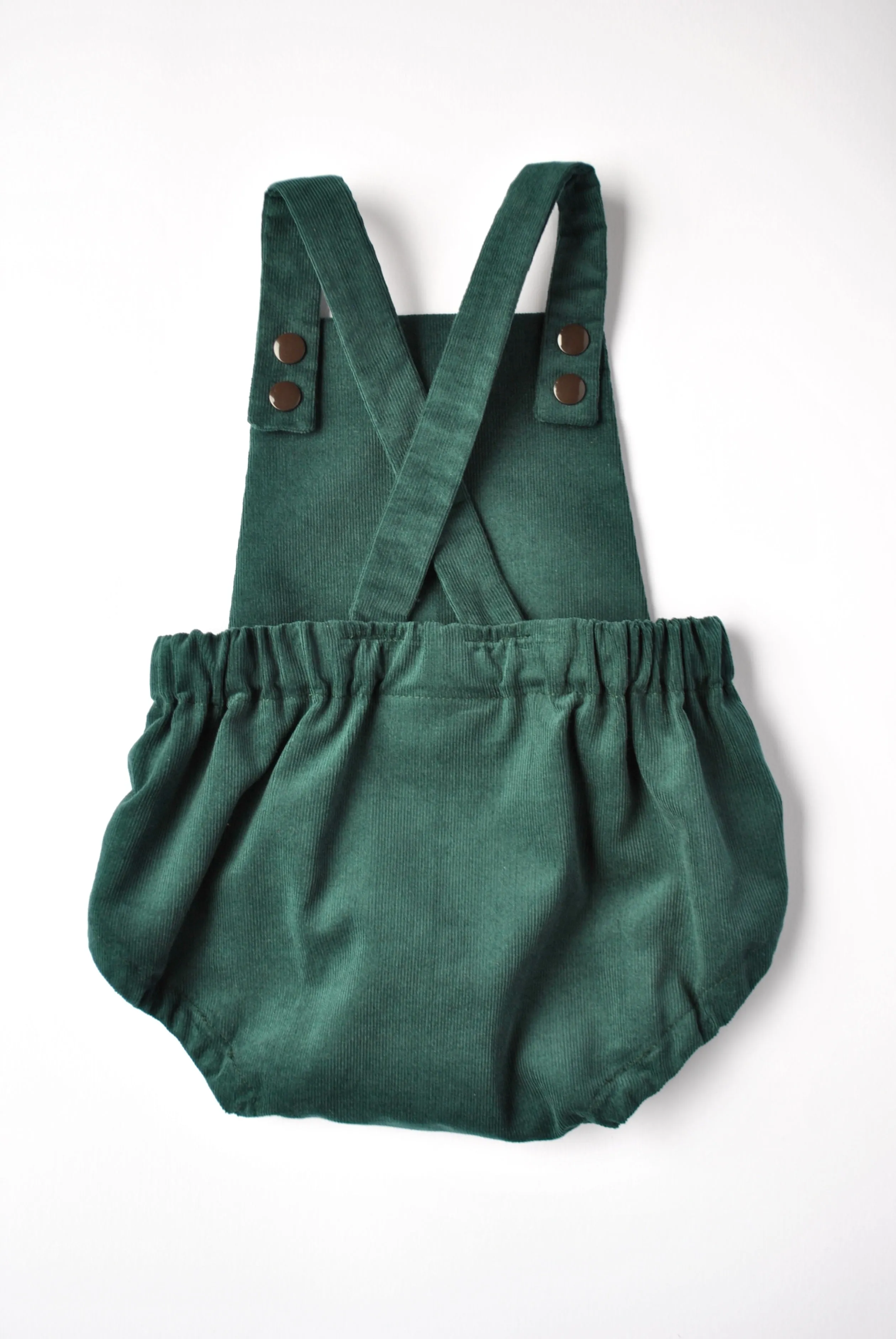 MOSS GREEN BABY NEEDLECORD SHORT ROMPER