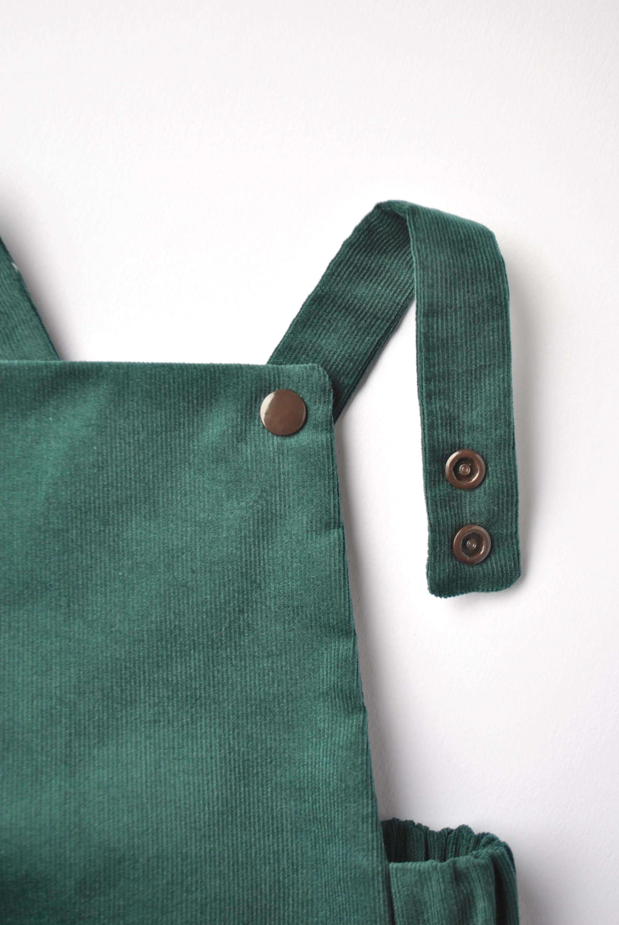 MOSS GREEN BABY NEEDLECORD SHORT ROMPER