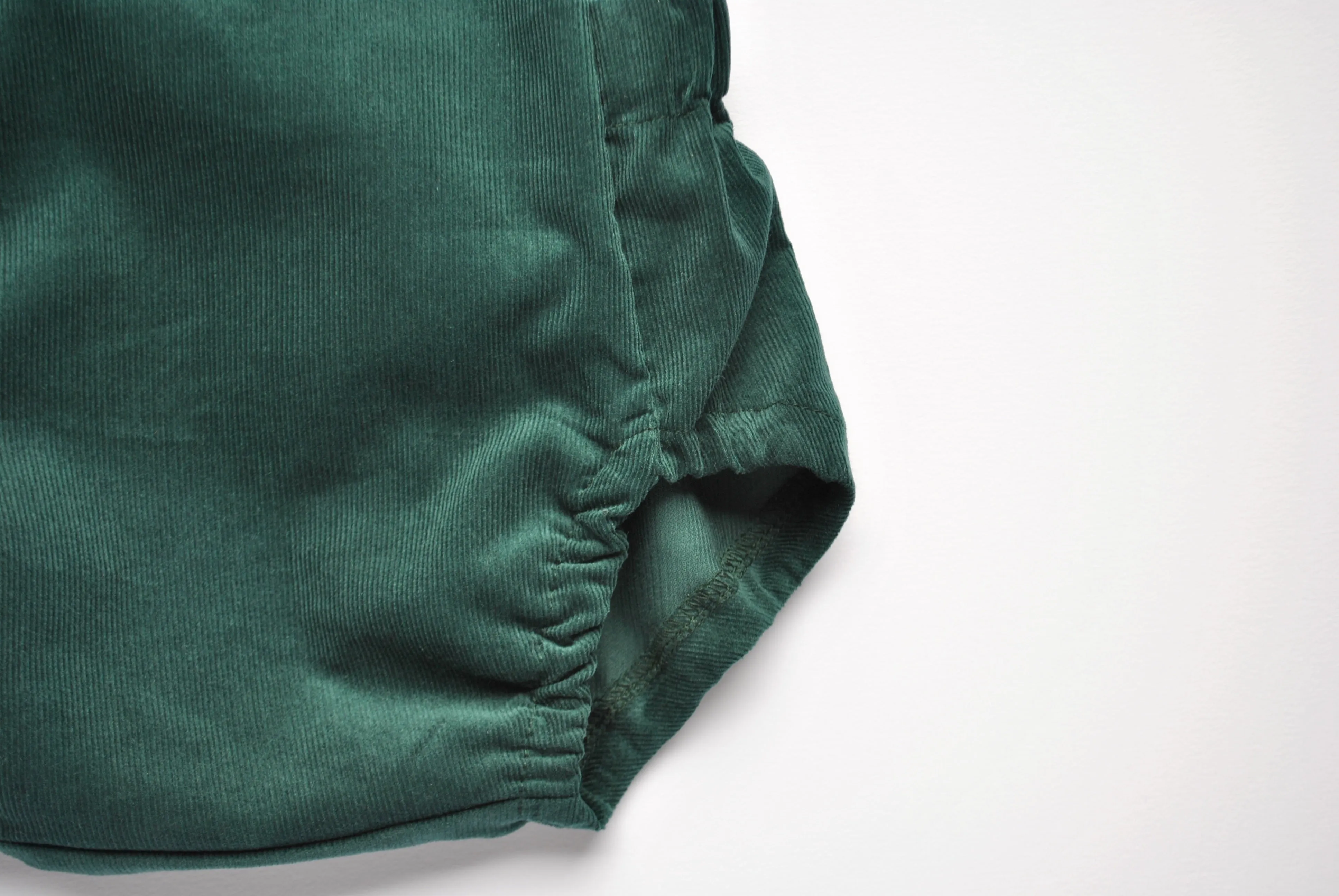 MOSS GREEN BABY NEEDLECORD SHORT ROMPER