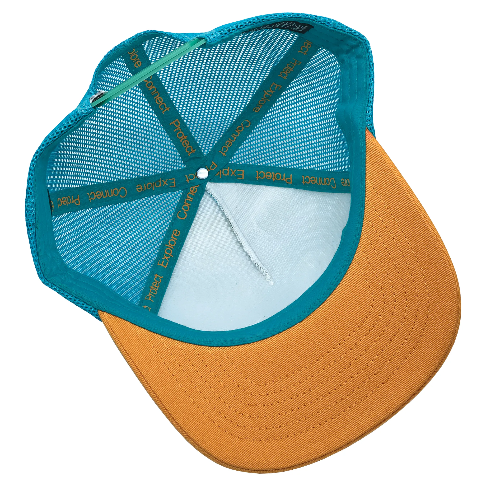 Mount Rainier Bloom | Trucker Hat | Aqua  | Camel Yellow