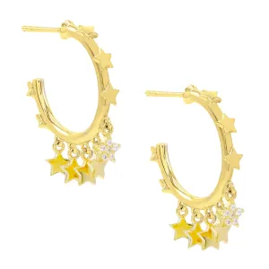 Multi Star Dangling Hoop Earring