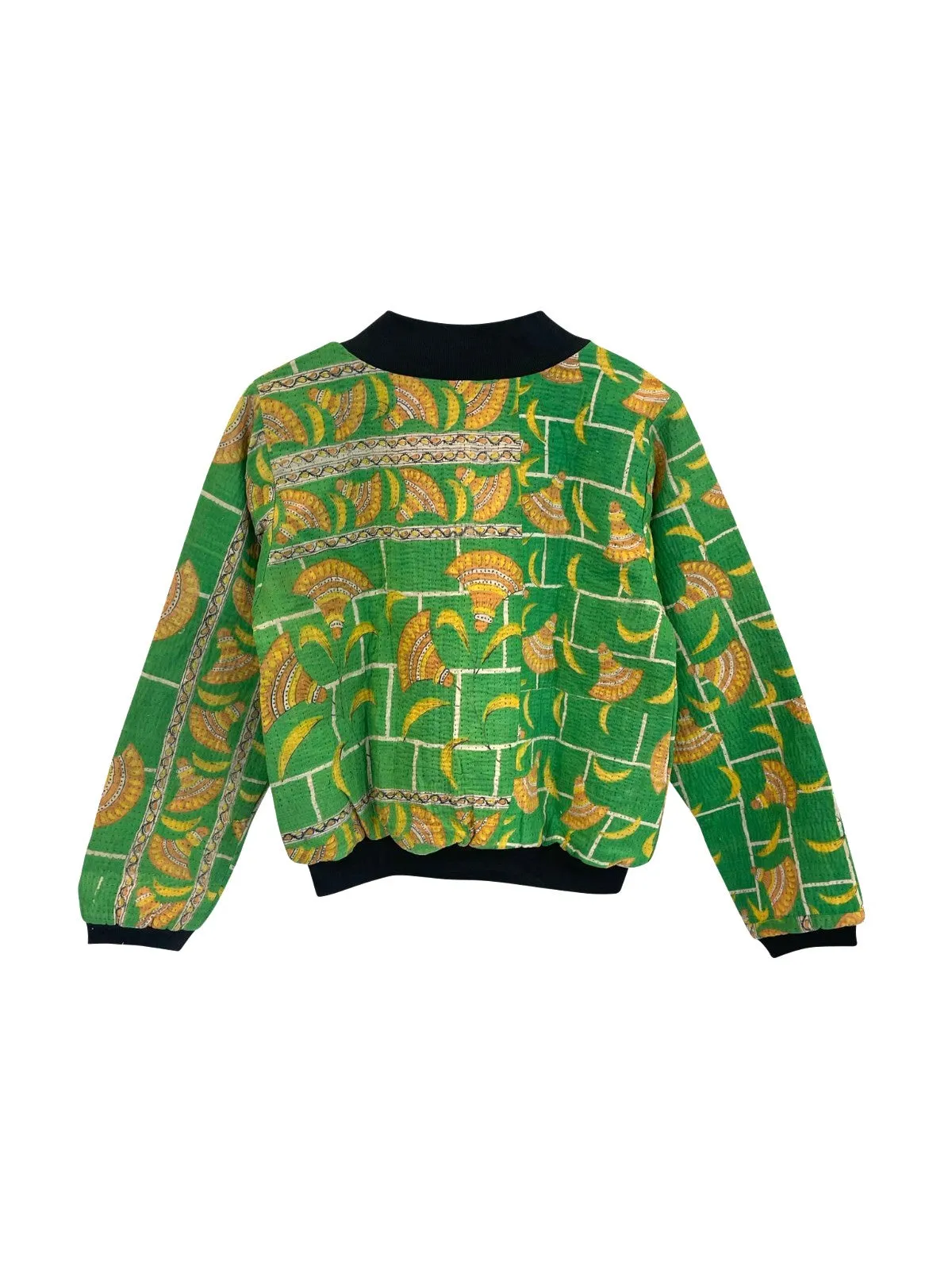 Nadia Bomber Jacket  | Vintage Kantha - Green (M)
