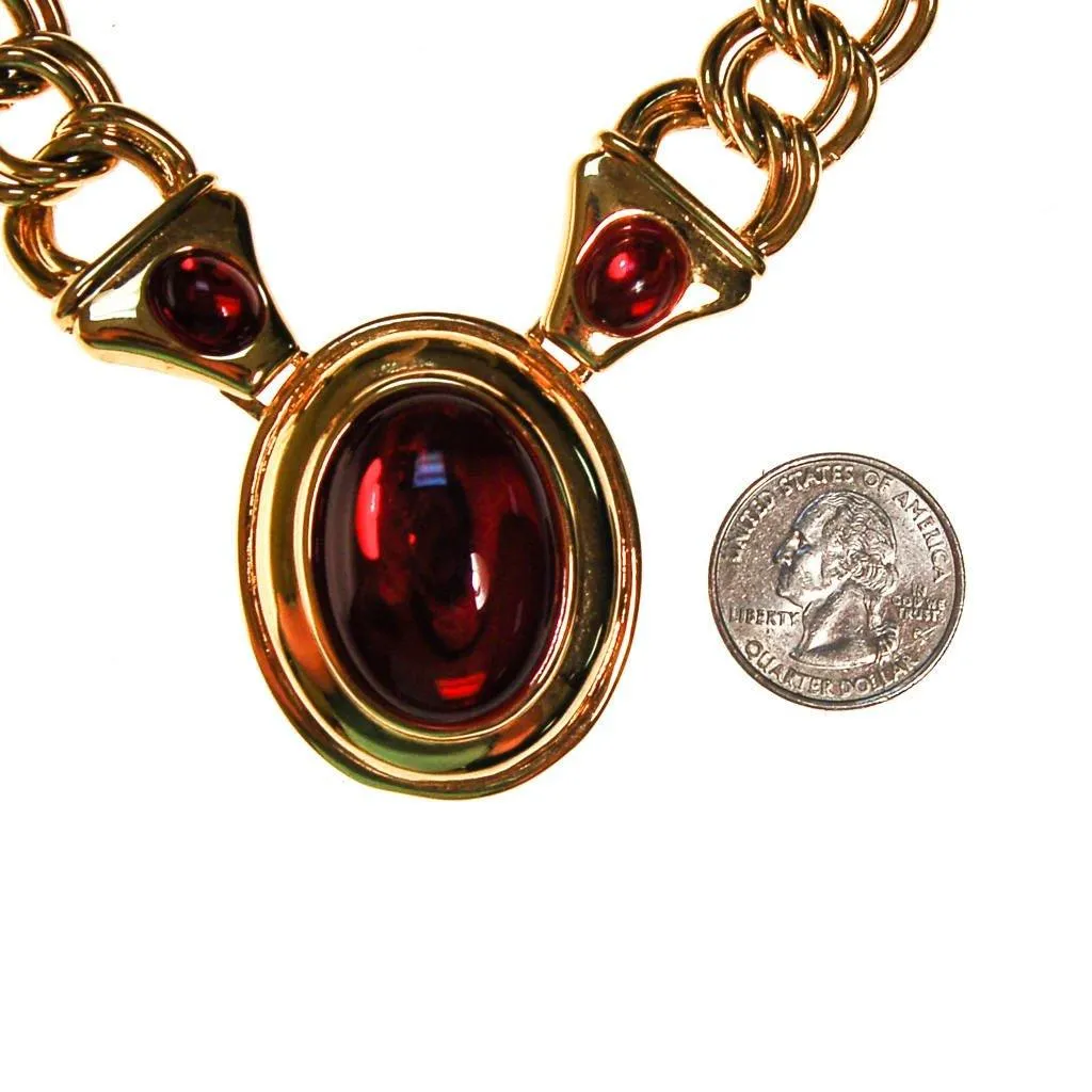 Napier Gold and Red Mogul Style Statement Necklace