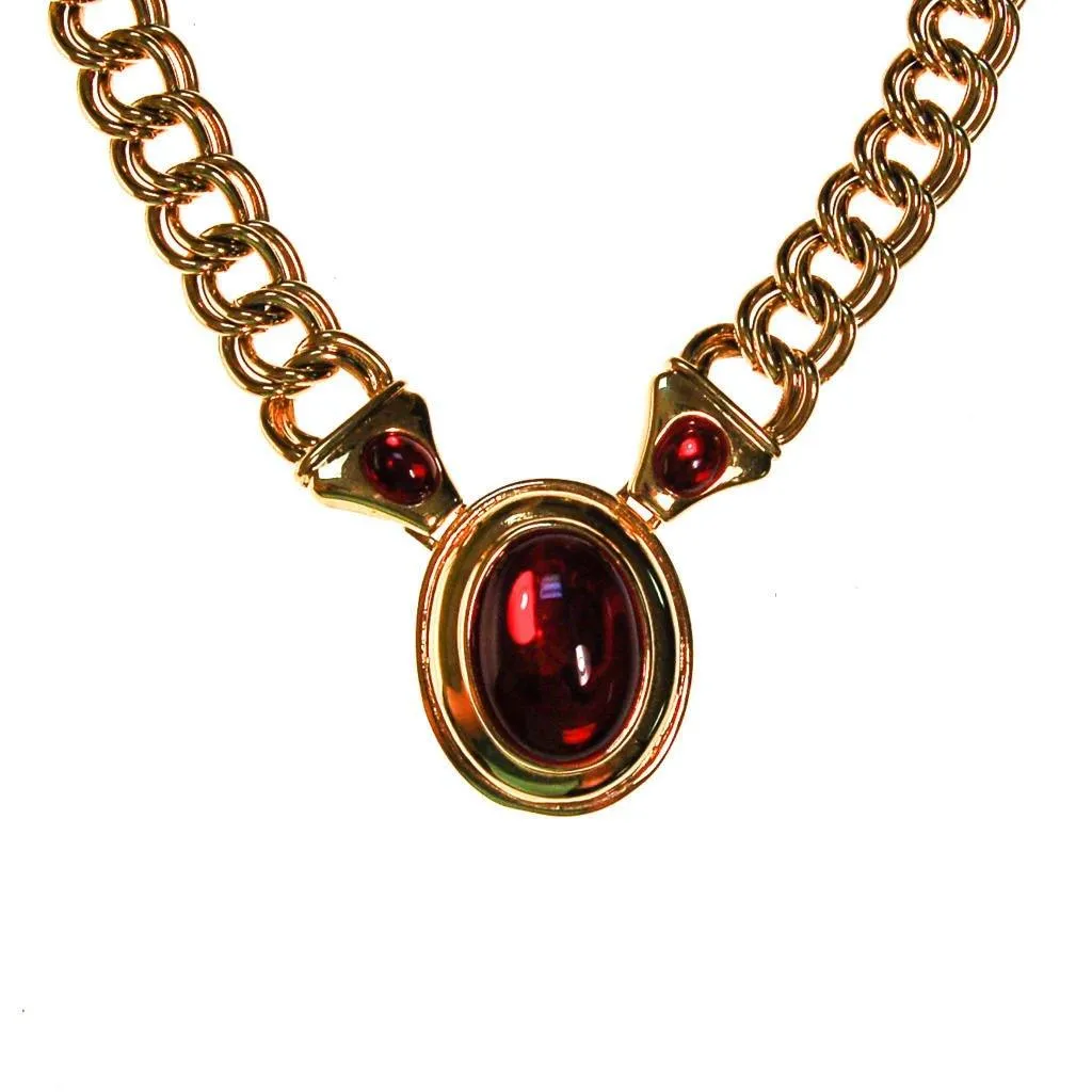 Napier Gold and Red Mogul Style Statement Necklace