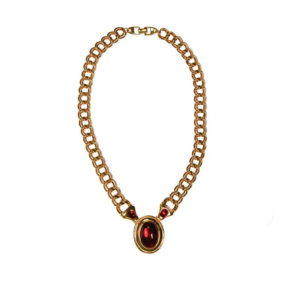 Napier Gold and Red Mogul Style Statement Necklace