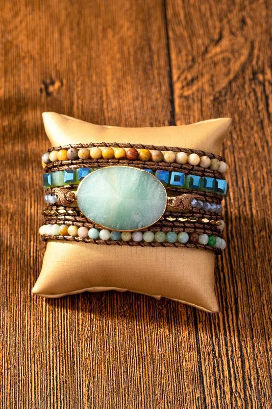 Natural Stone Boho Bracelets - 5 wraps