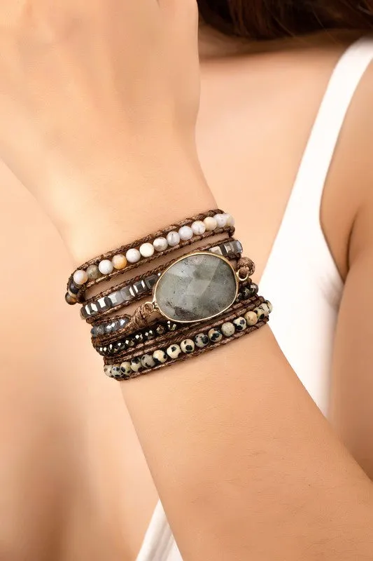 Natural Stone Boho Bracelets - 5 wraps