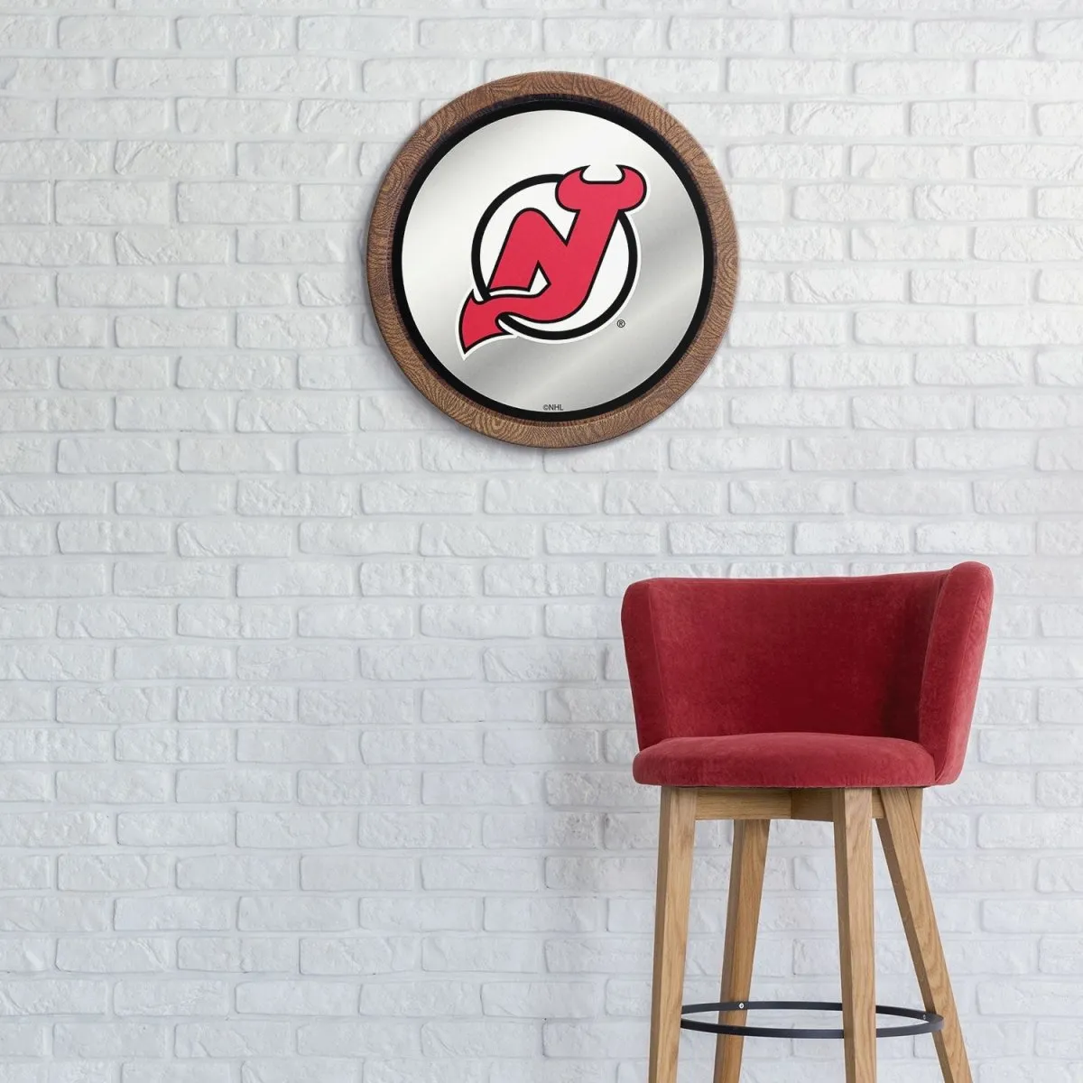 New Jersey Devils: Mirrored Barrel Top Wall Sign