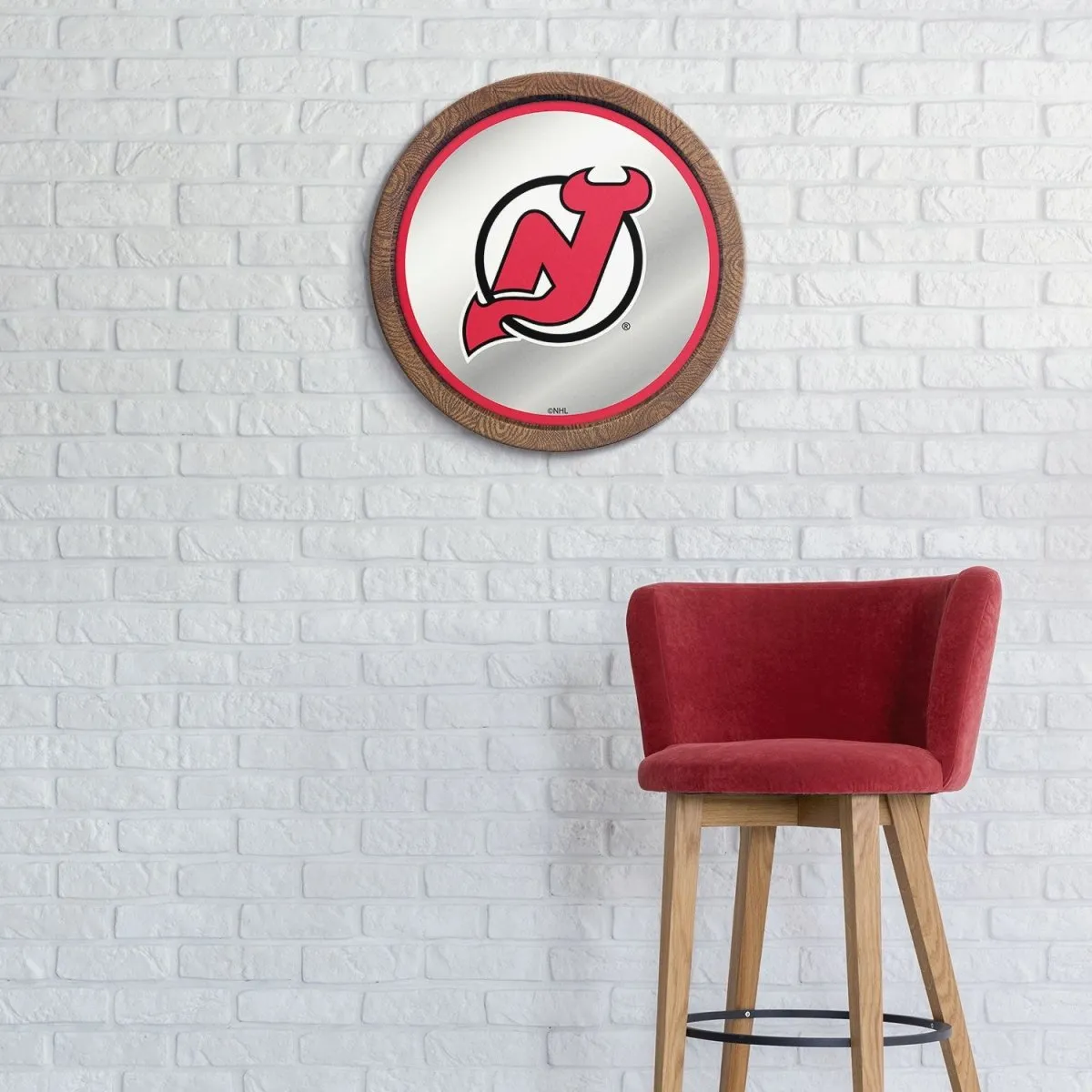 New Jersey Devils: Mirrored Barrel Top Wall Sign