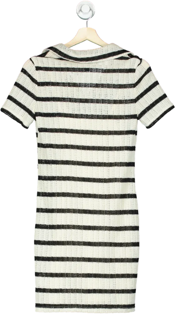 New Look Black and White Striped Short Sleeve Dress UK 8