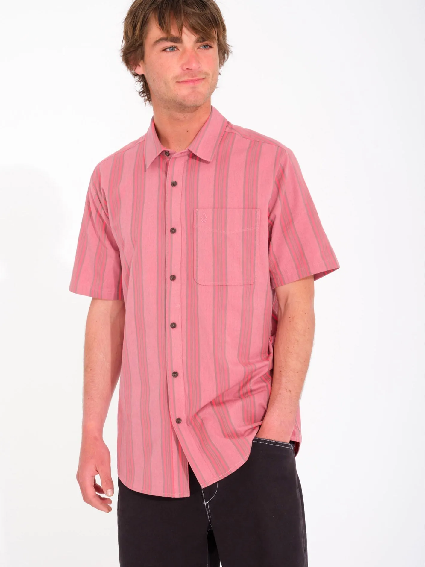 Newbar Stripe Hemd - WASHED RUBY