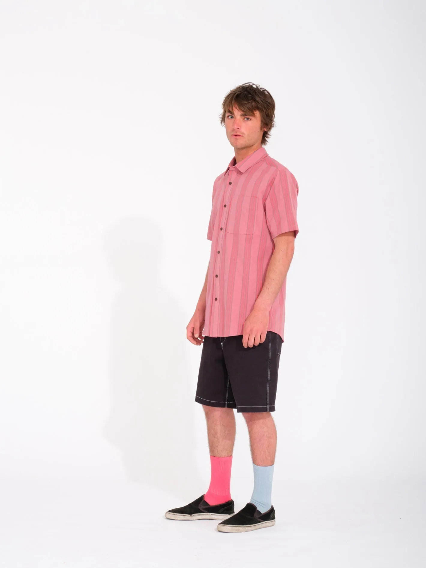 Newbar Stripe Hemd - WASHED RUBY