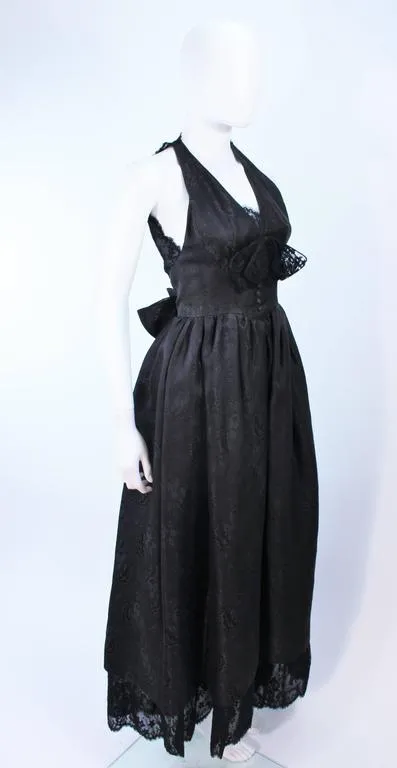 NINA RICCI Black Lace and Brocade Gown Size 0