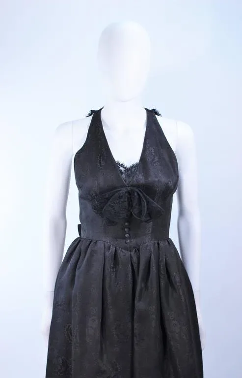 NINA RICCI Black Lace and Brocade Gown Size 0