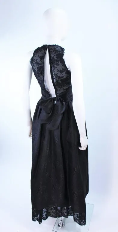 NINA RICCI Black Lace and Brocade Gown Size 0
