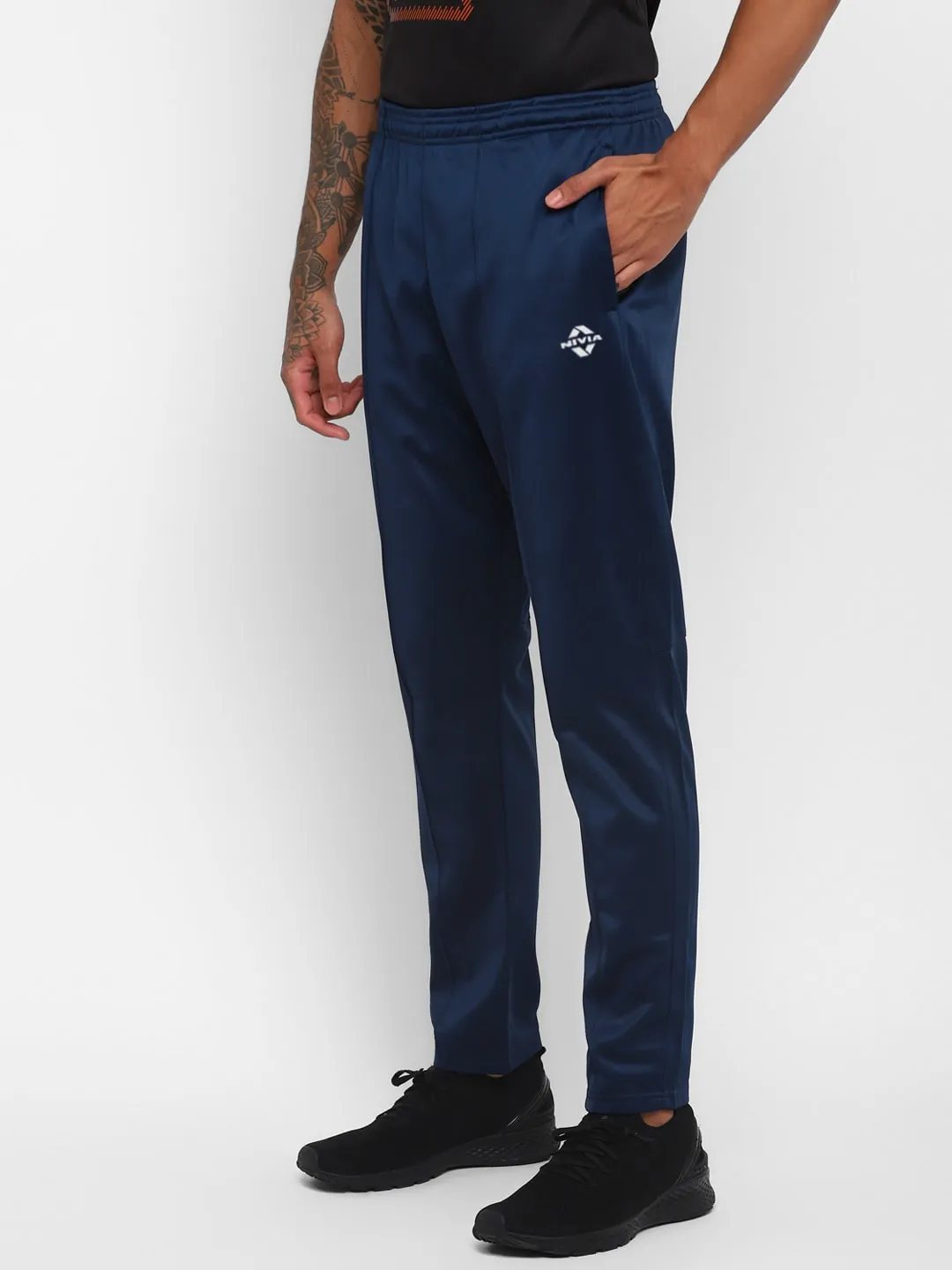 Nivia SuperPoly Lower for Men/Knitted heavy Polyester lower with Zipper Pocketfor Men - Navy