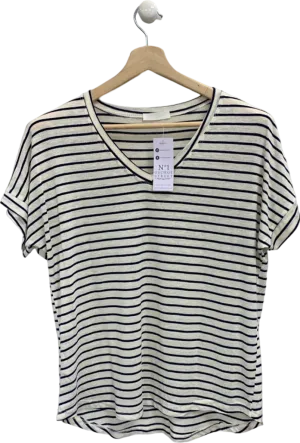 No. 1 George Street Blue Striped Linen-Cotton Blend T-Shirt UK M