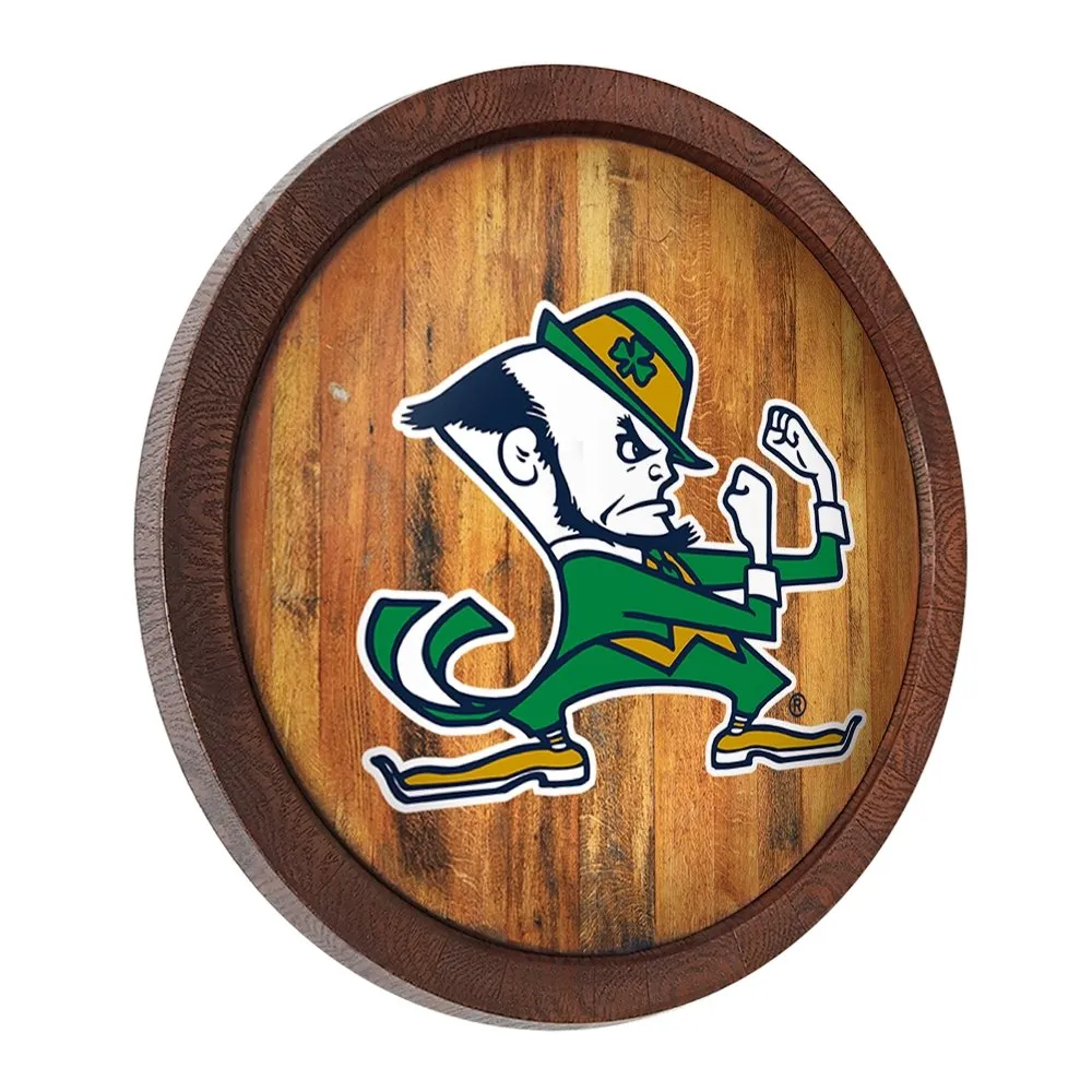 Notre Dame Fighting Irish: Leprechaun - "Faux" Barrel Top Sign