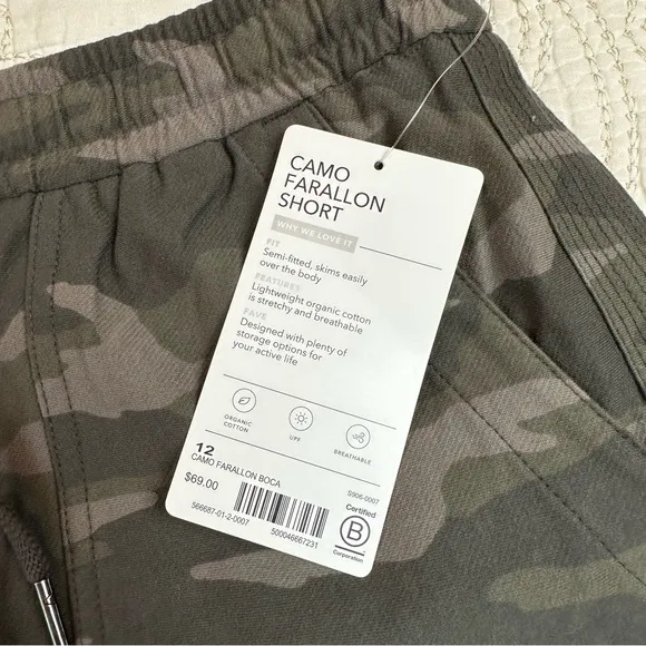 NWT Athleta 4&quot; camo Farallon shorts