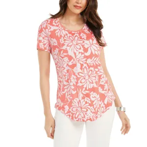 NWT JM Collection Womens Scoop-Neck Damask Top. 100093079MS Small