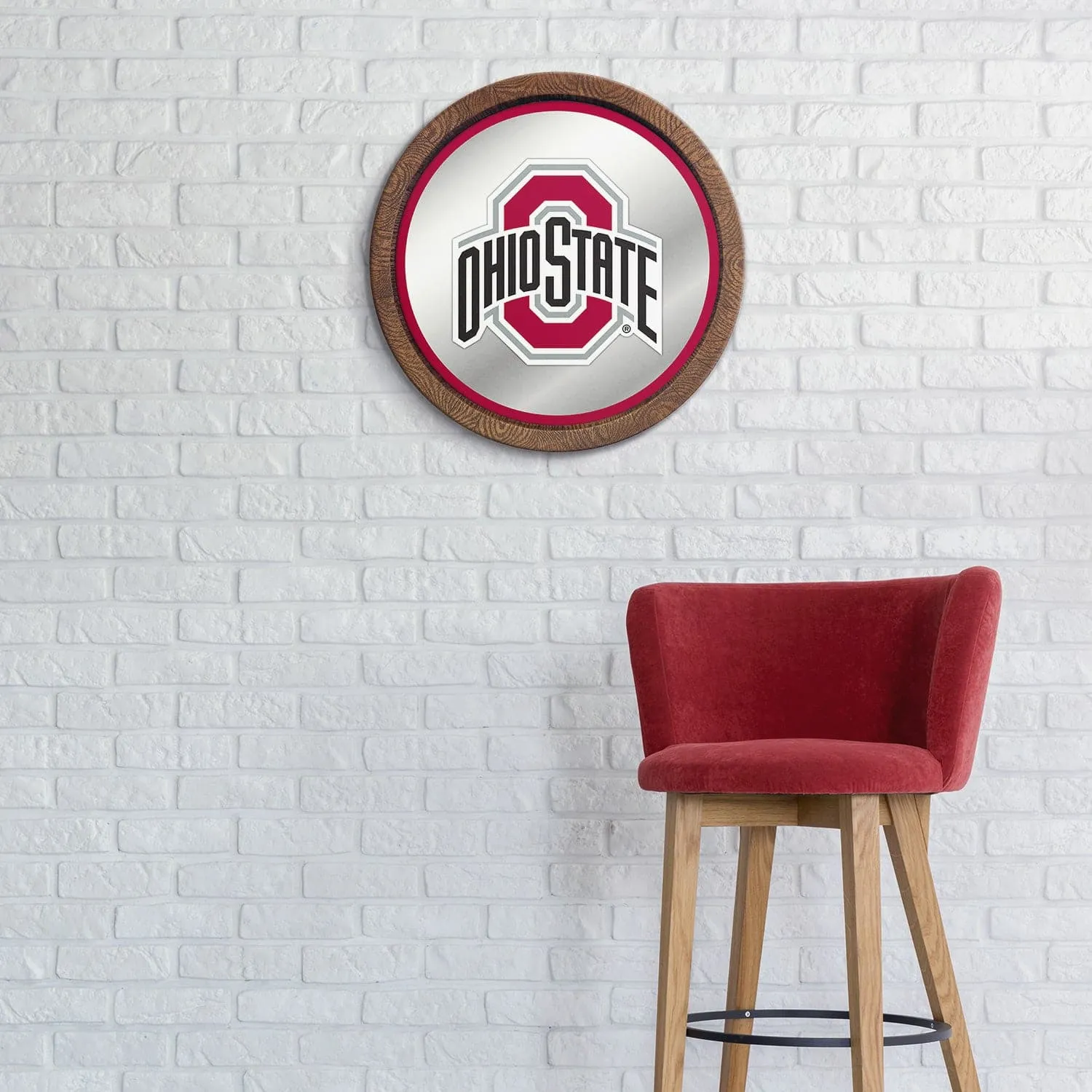 Ohio State Buckeyes: "Faux" Barrel Top Mirrored Wall Sign