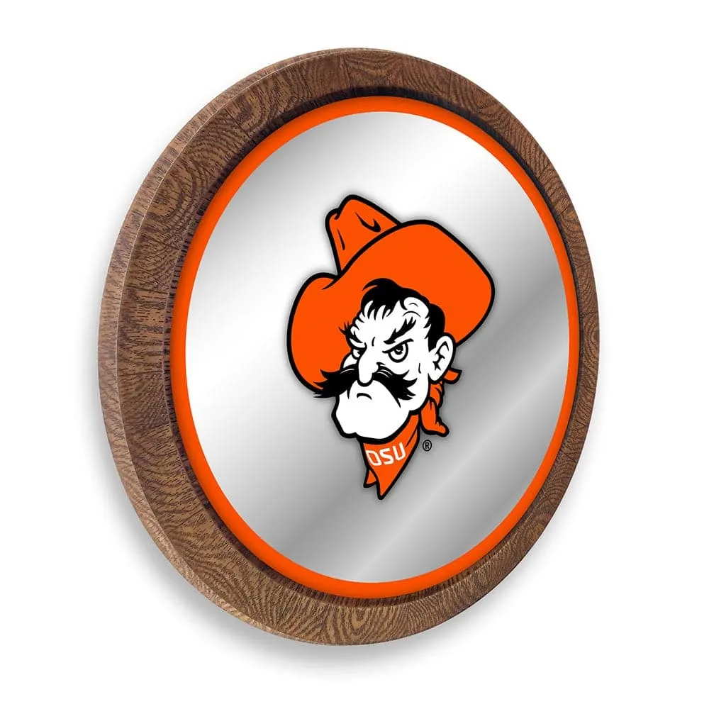 Oklahoma State Cowboys: Mascot - "Faux" Barrel Top Mirrored Wall Sign