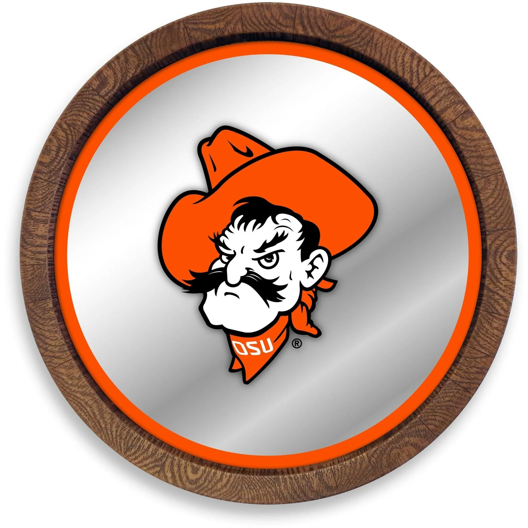 Oklahoma State Cowboys: Mascot - "Faux" Barrel Top Mirrored Wall Sign