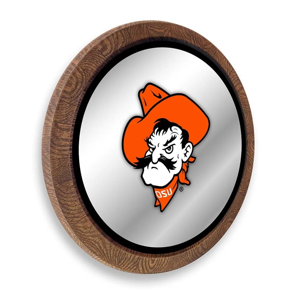 Oklahoma State Cowboys: Mascot - "Faux" Barrel Top Mirrored Wall Sign