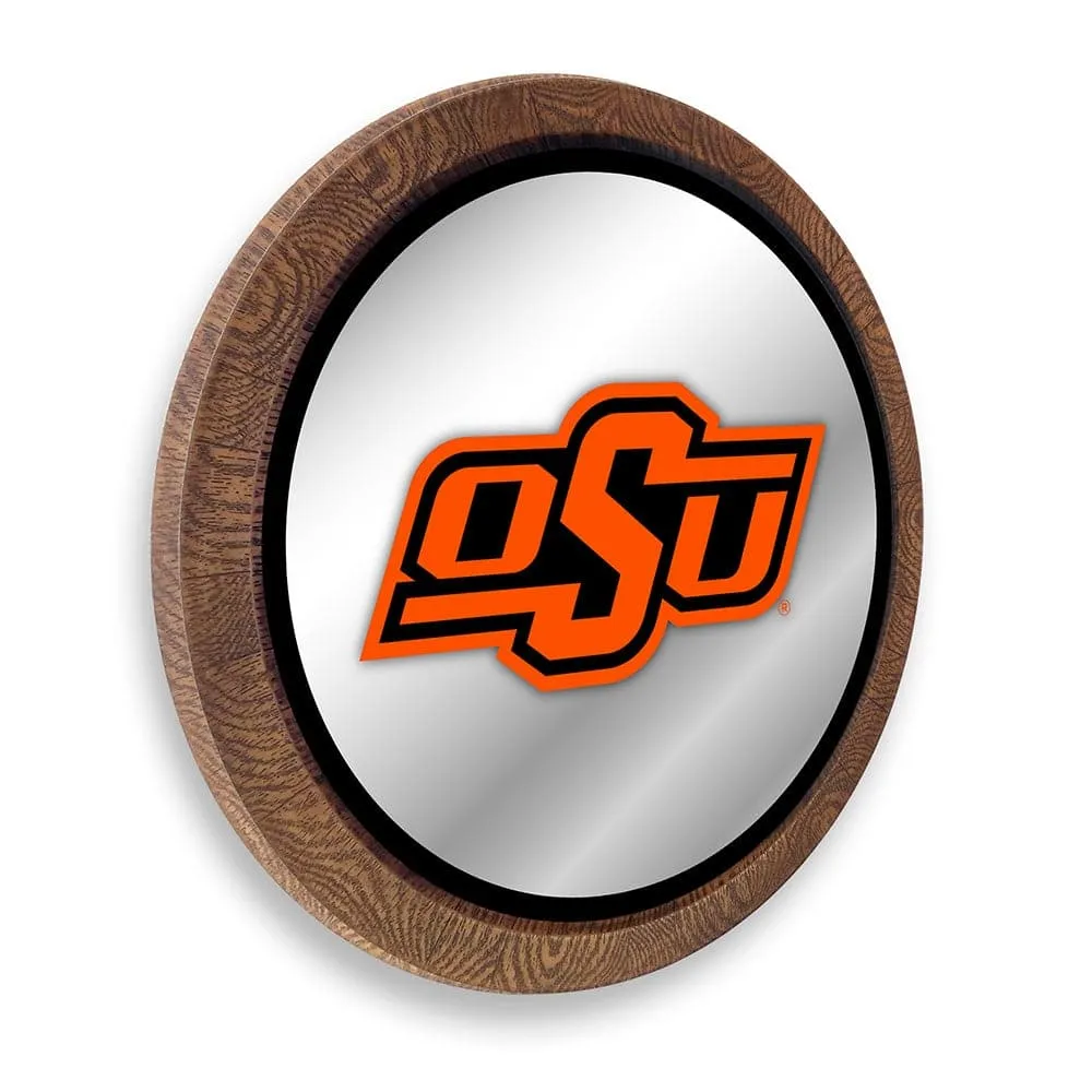 Oklahoma State Cowboys: "Faux" Barrel Top Mirrored Wall Sign