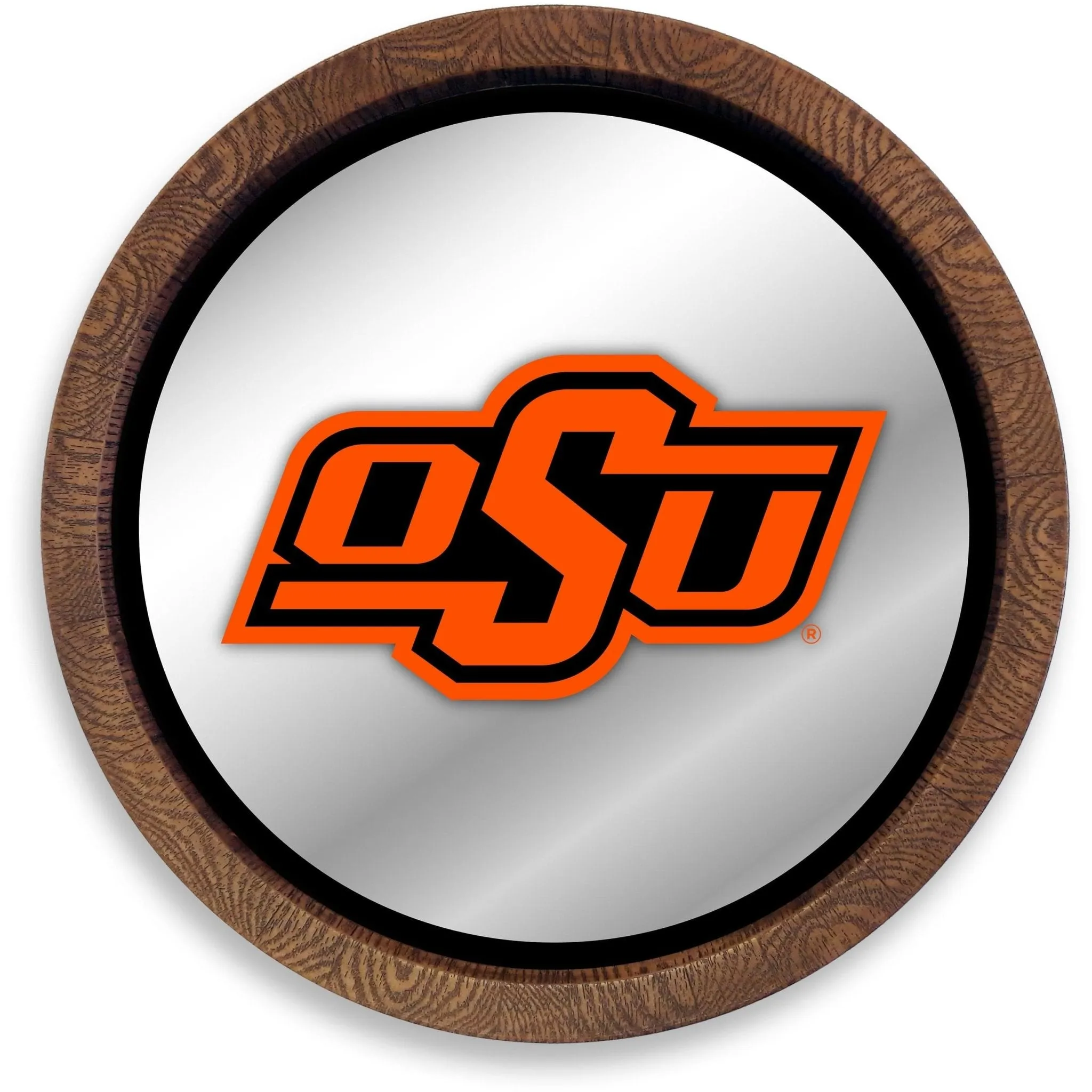 Oklahoma State Cowboys: "Faux" Barrel Top Mirrored Wall Sign