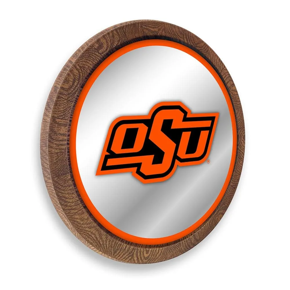 Oklahoma State Cowboys: "Faux" Barrel Top Mirrored Wall Sign