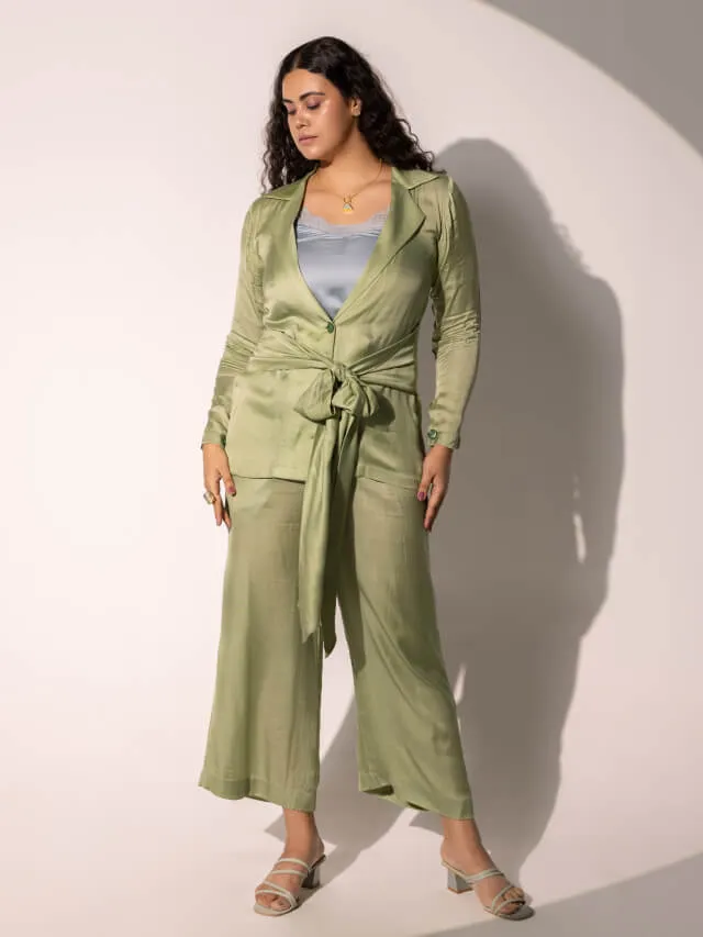 Olivia moss satin tie co-ord set