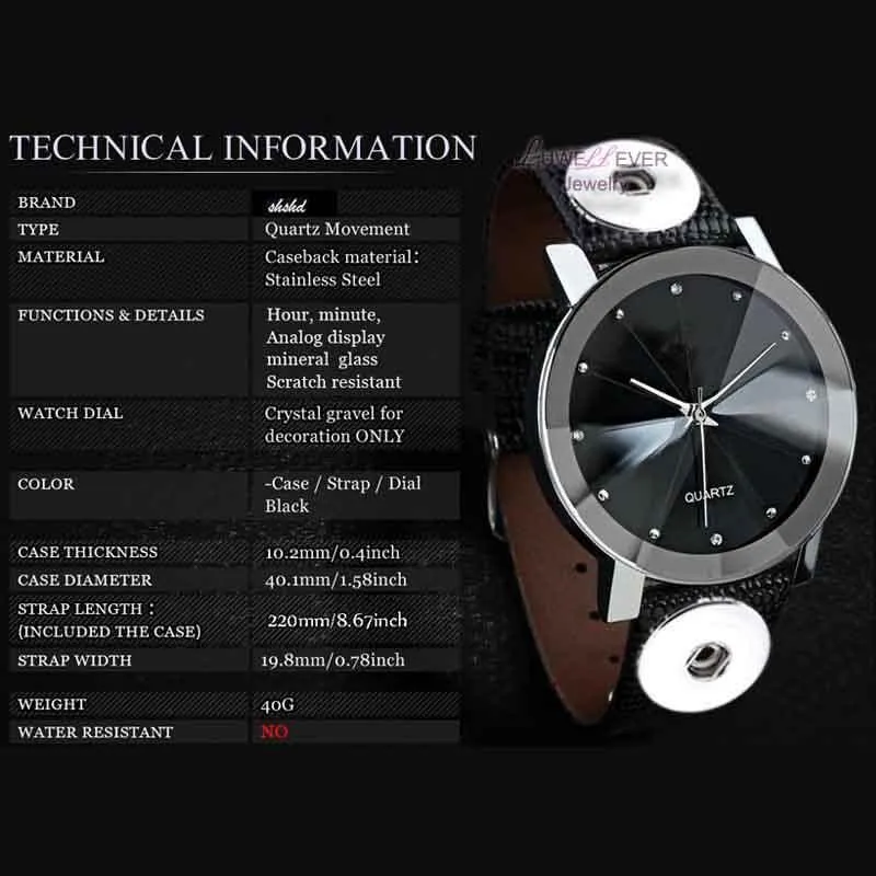 One Direction Retro Watch PU Leather 18mm Snap Button Bracelet for Women