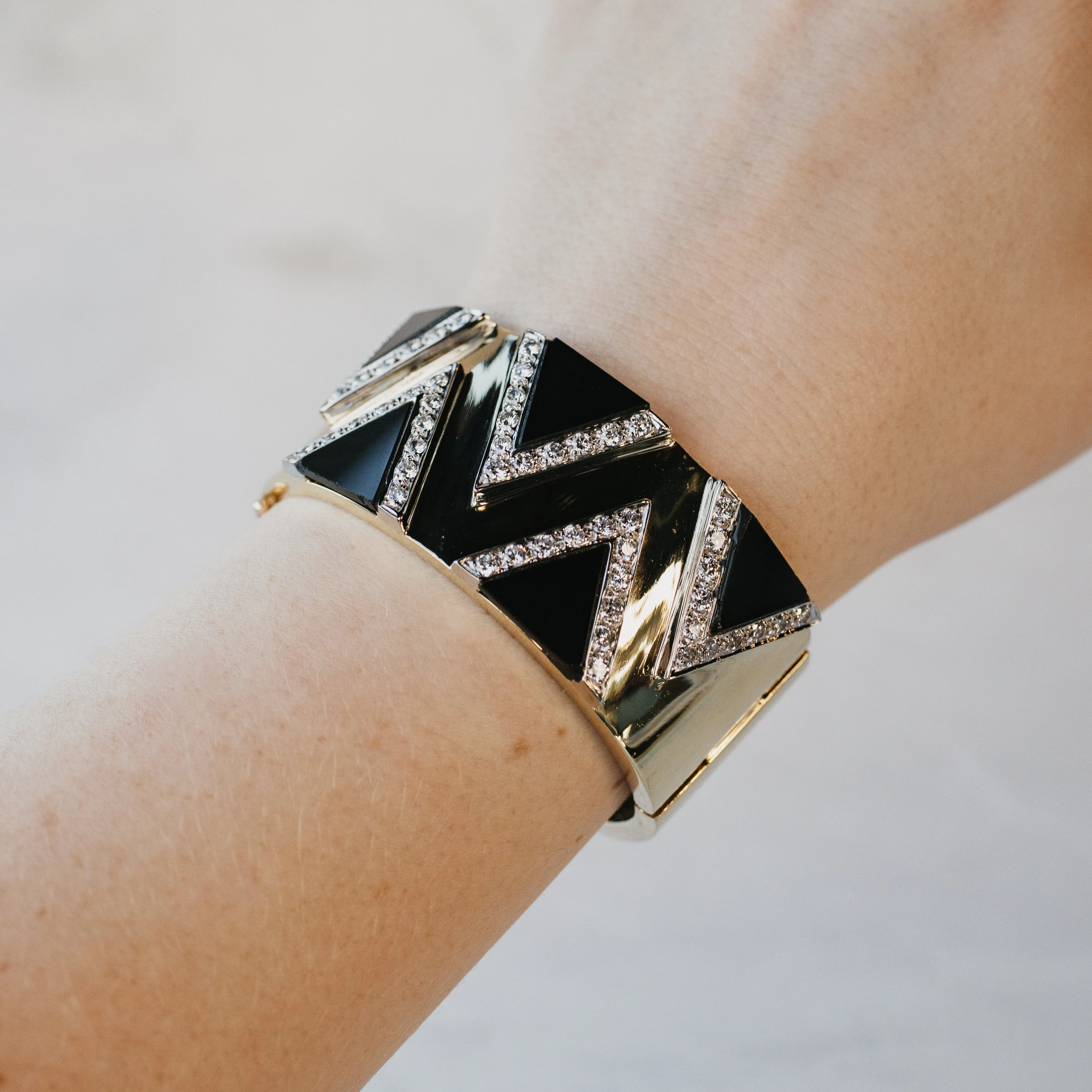 Onyx and Diamond Statement Cuff