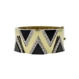 Onyx and Diamond Statement Cuff