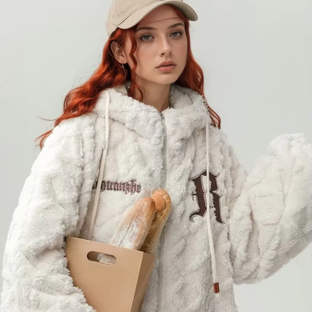 OOC' Vintage Embroidered Sherpa Hooded Coat