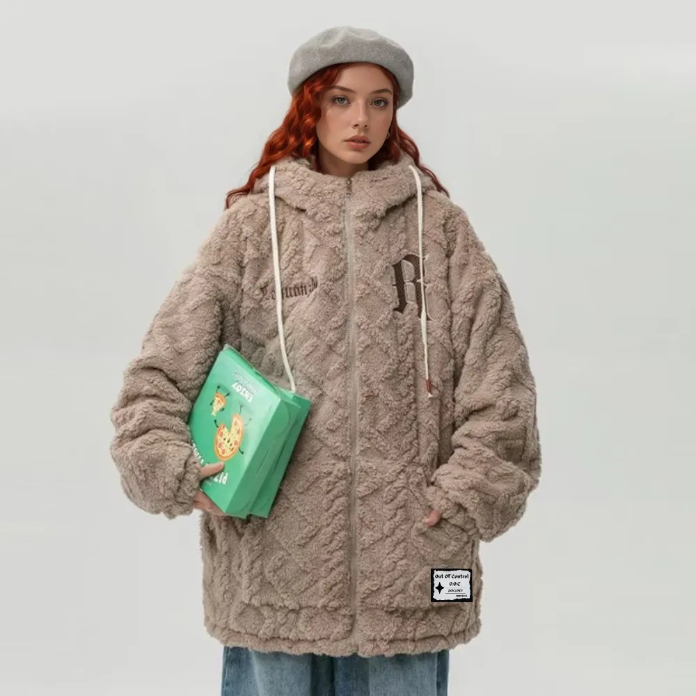 OOC' Vintage Embroidered Sherpa Hooded Coat