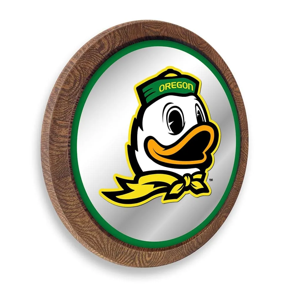 Oregon Ducks: Mascot - "Faux" Barrel Top Mirrored Wall Sign