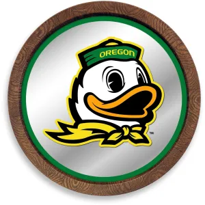 Oregon Ducks: Mascot - "Faux" Barrel Top Mirrored Wall Sign