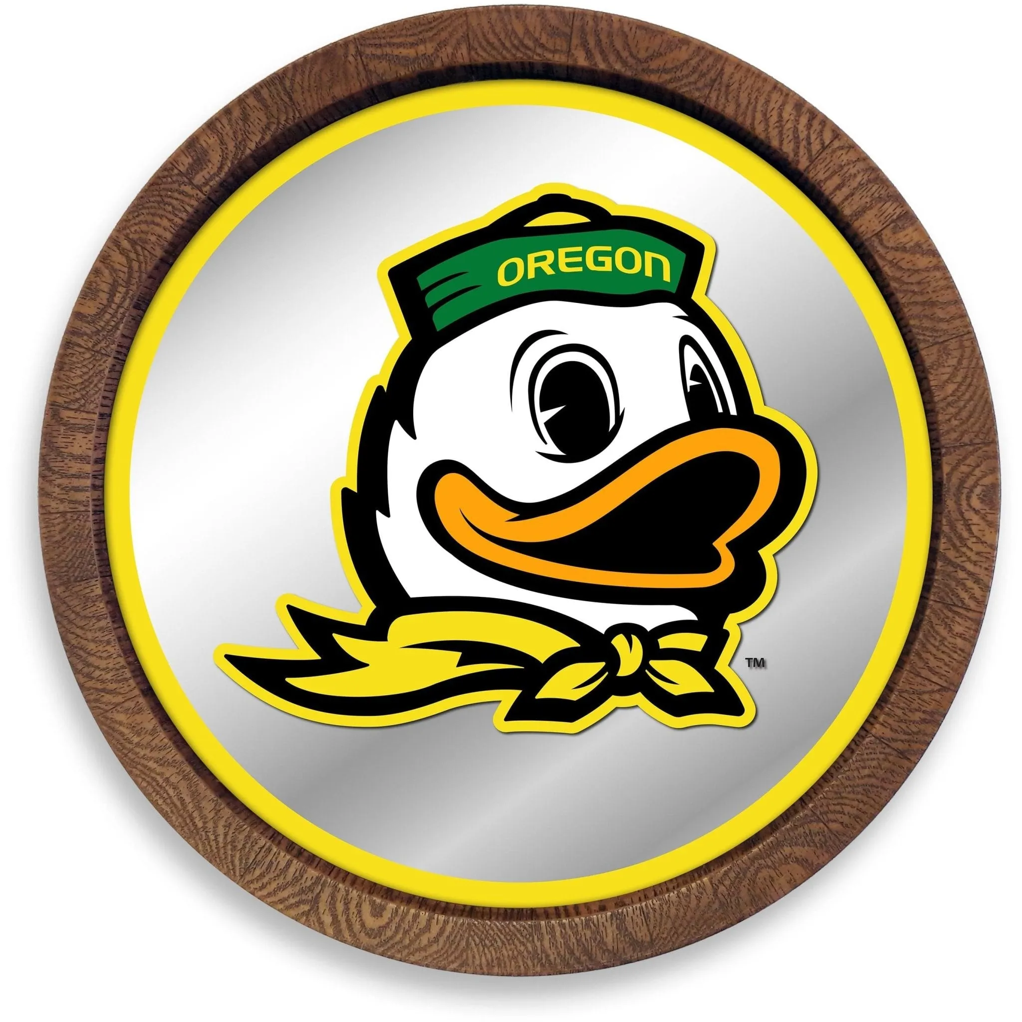 Oregon Ducks: Mascot - "Faux" Barrel Top Mirrored Wall Sign