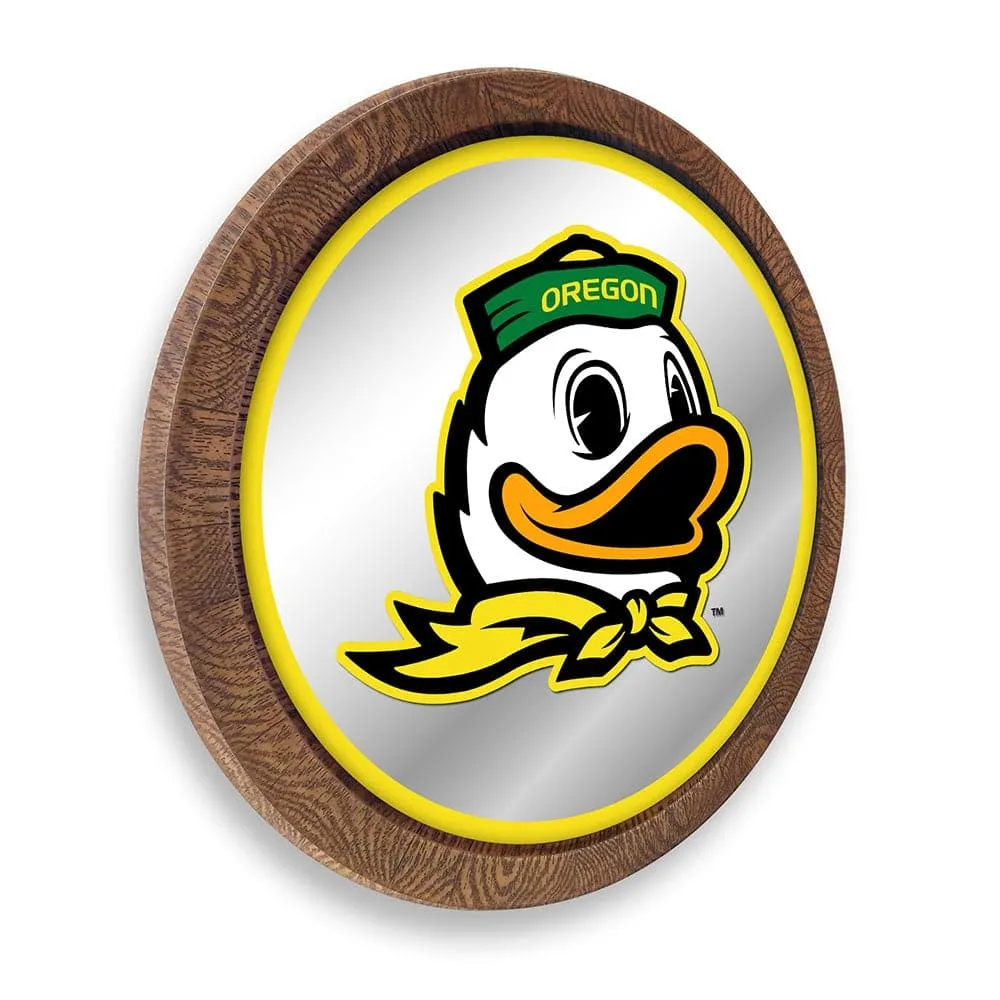 Oregon Ducks: Mascot - "Faux" Barrel Top Mirrored Wall Sign