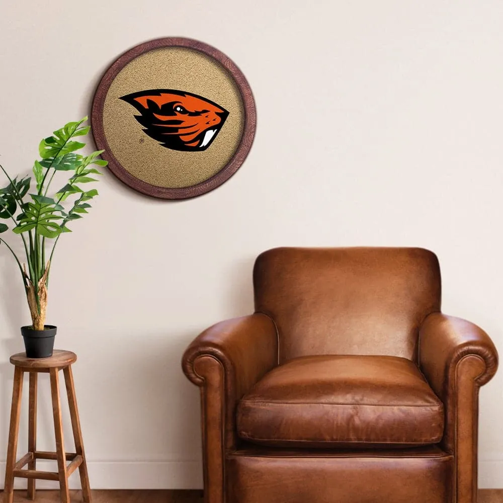 Oregon State Beavers: "Faux" Barrel Framed Cork Board
